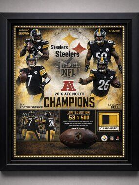 Pittsburgh Steelers 2016 AFC Championship Framed 53/500 Game Used Swatch